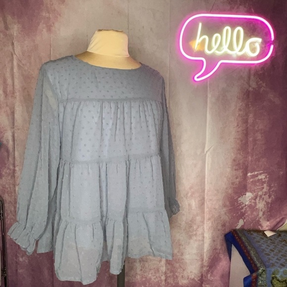 Tops - Textured long sleeve blouse -S